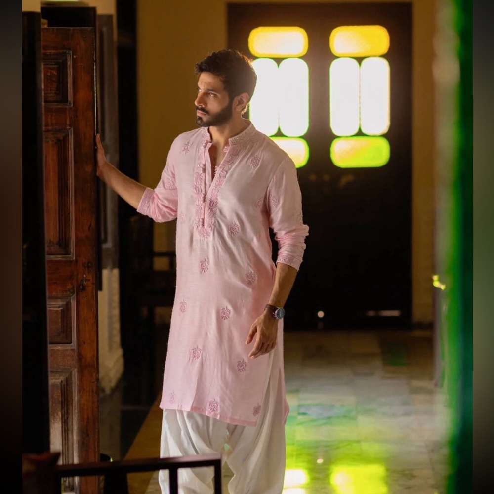 Pakistani designer Maya Pret embellished Men’s kurta shalwar shawl